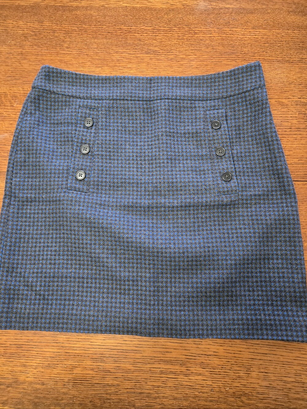 The Loft short blue Houndstooth Button-Accent Women's Skirt